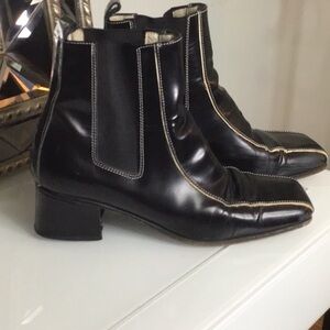 Black square toe, Kenneth Cole, leather ankle boots